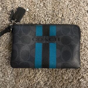 Coach Blue Varsity Stripe Wallet